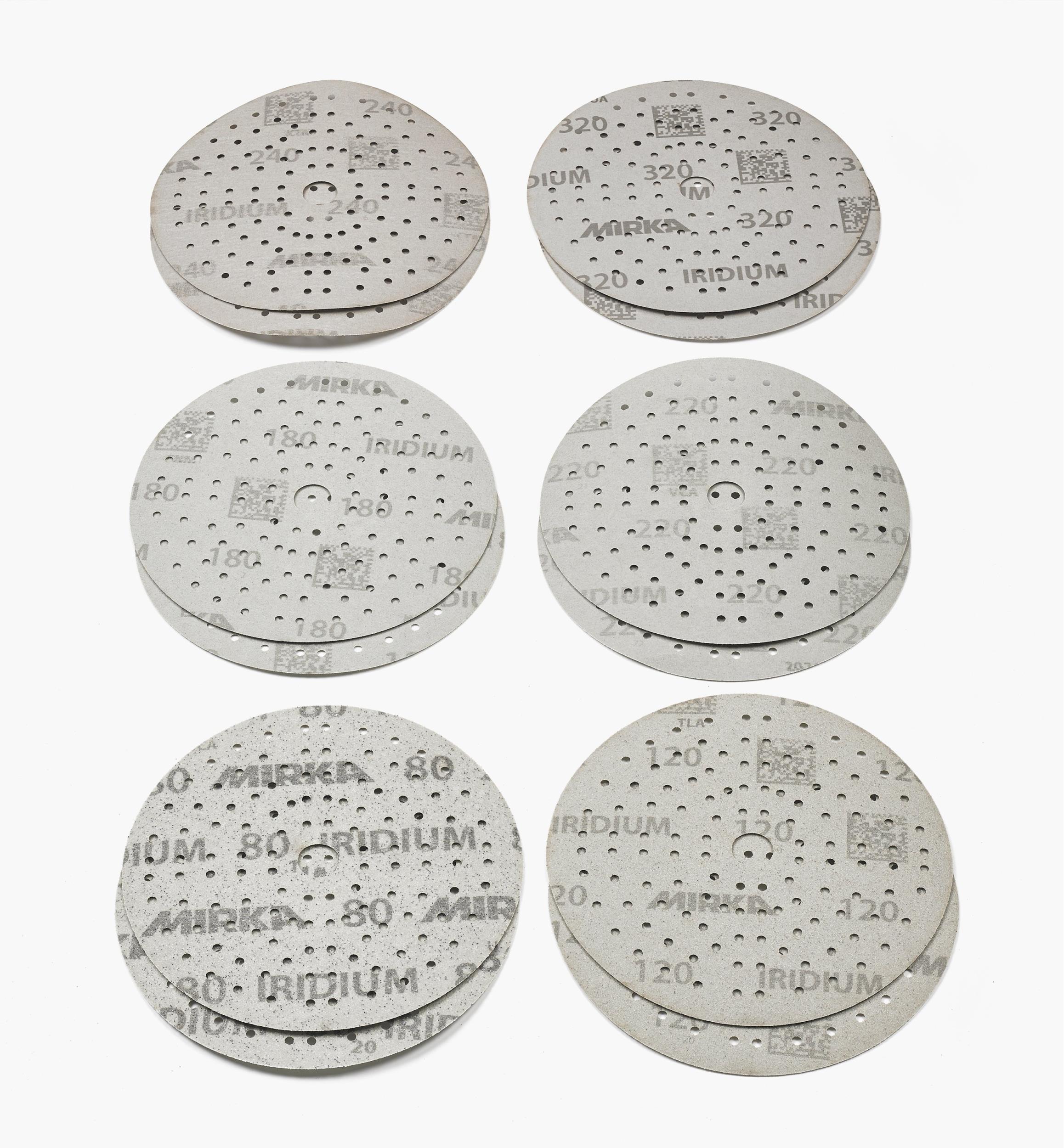 Assortiment de 12 disques abrasifs autoagrippants Mirka Iridium, 6 po