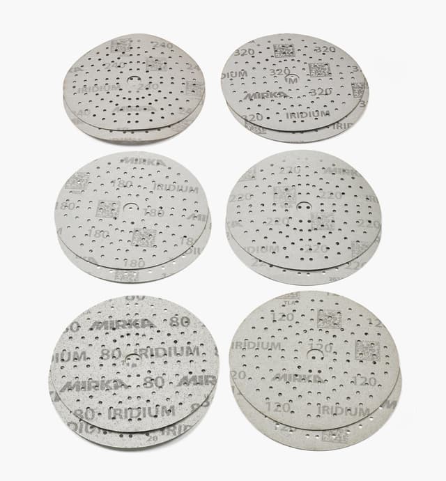 image of 12-Pc. Sample Pack of Mirka 6" 121-Hole Iridium Grip Discs