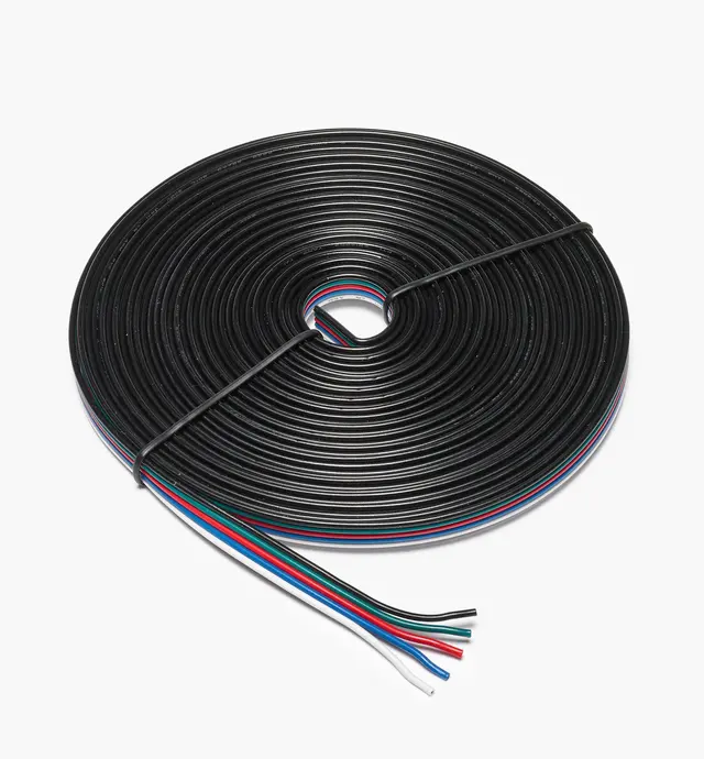 image of 22 ga. Five-Conductor Flat Ribbon Wire for RGB+W LED Tape Lights