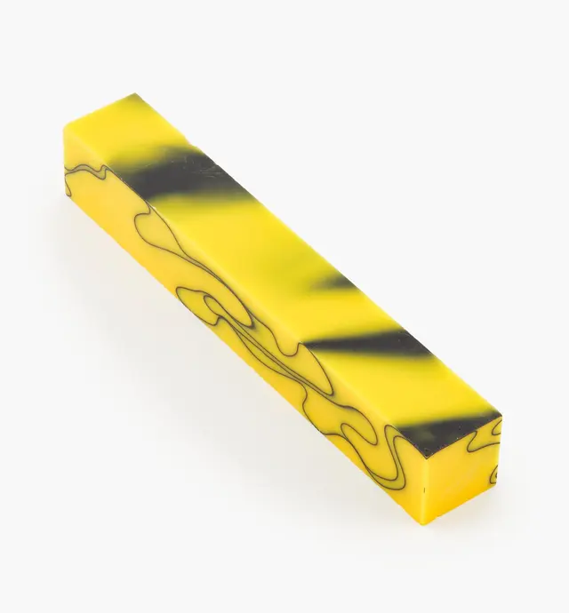 image of Carrelet de stylo en résine acrylique jaune et noir