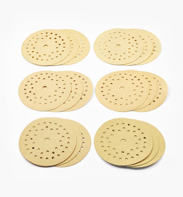 image of 18-Pc. Sample Pack of Mirka 5" 42-Hole Gold Multifit Grip Discs