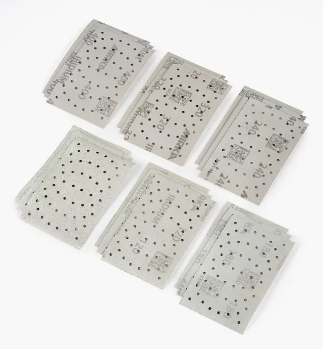 image of 18-Pc. Sample Pack of Mirka Iridium 3" × 5" 54-Hole Grip Sheets