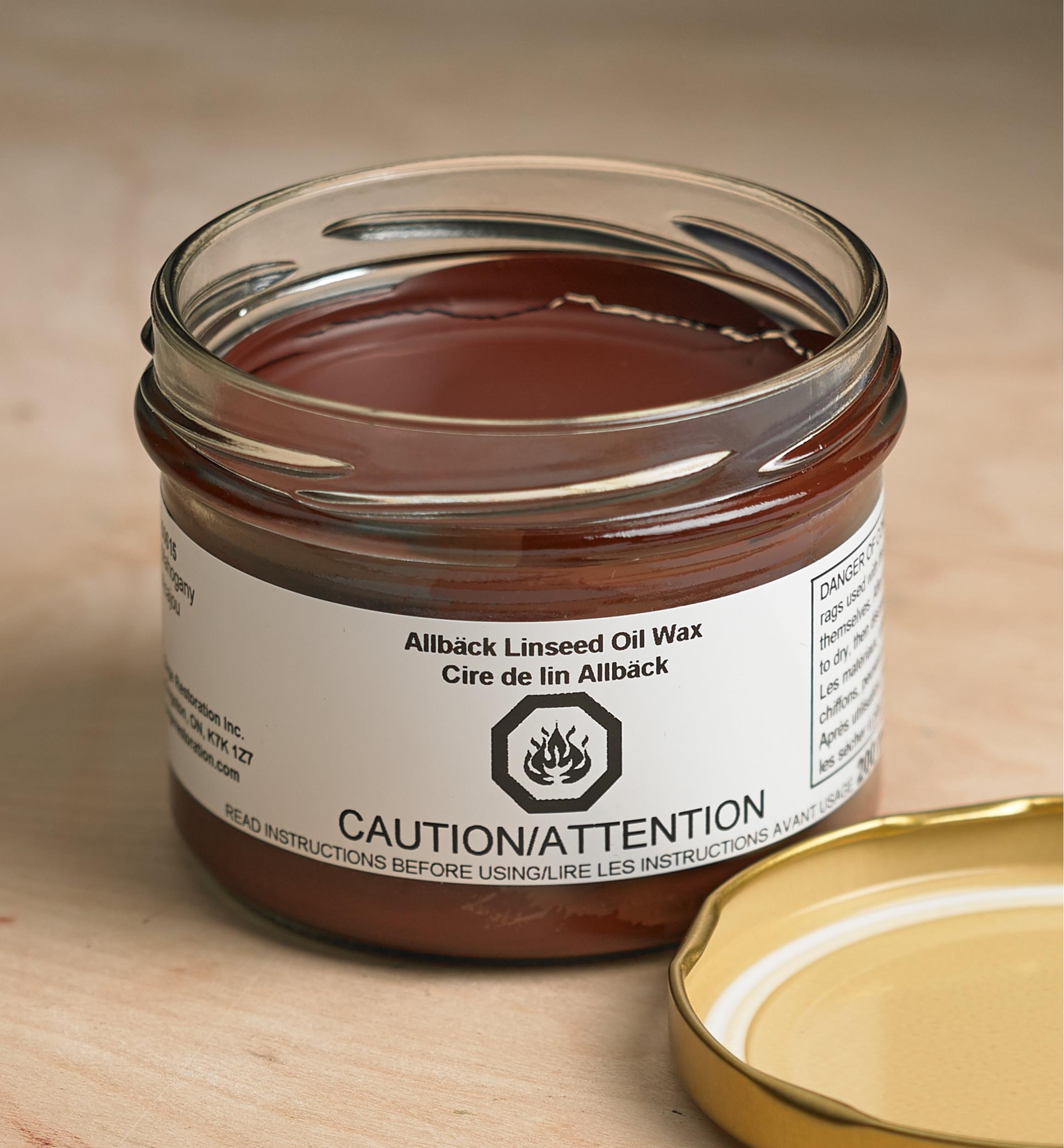 Cire à l'huile de lin Allbäck, acajou