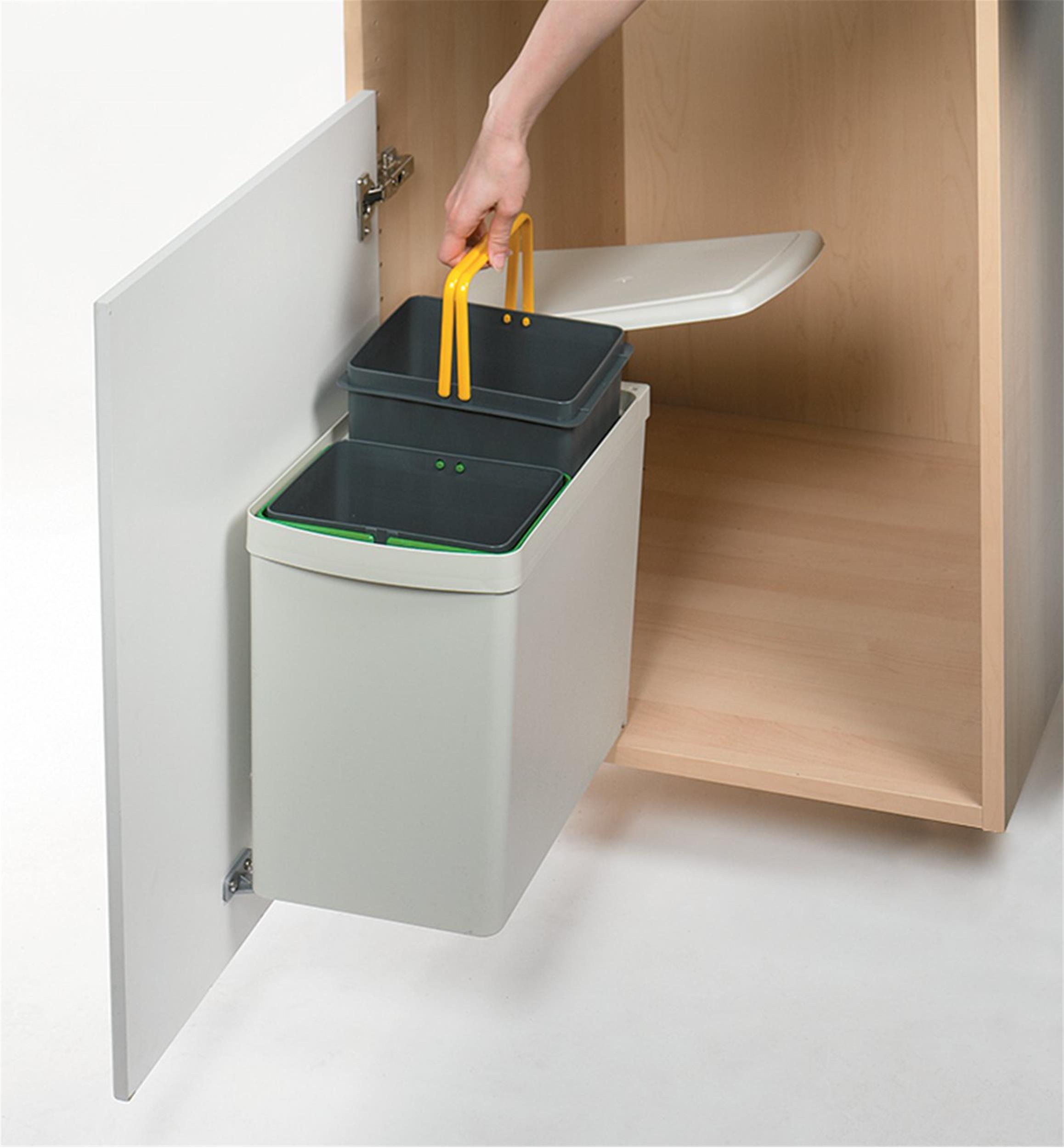 Poubelle double de 15 L pour porte d'armoire