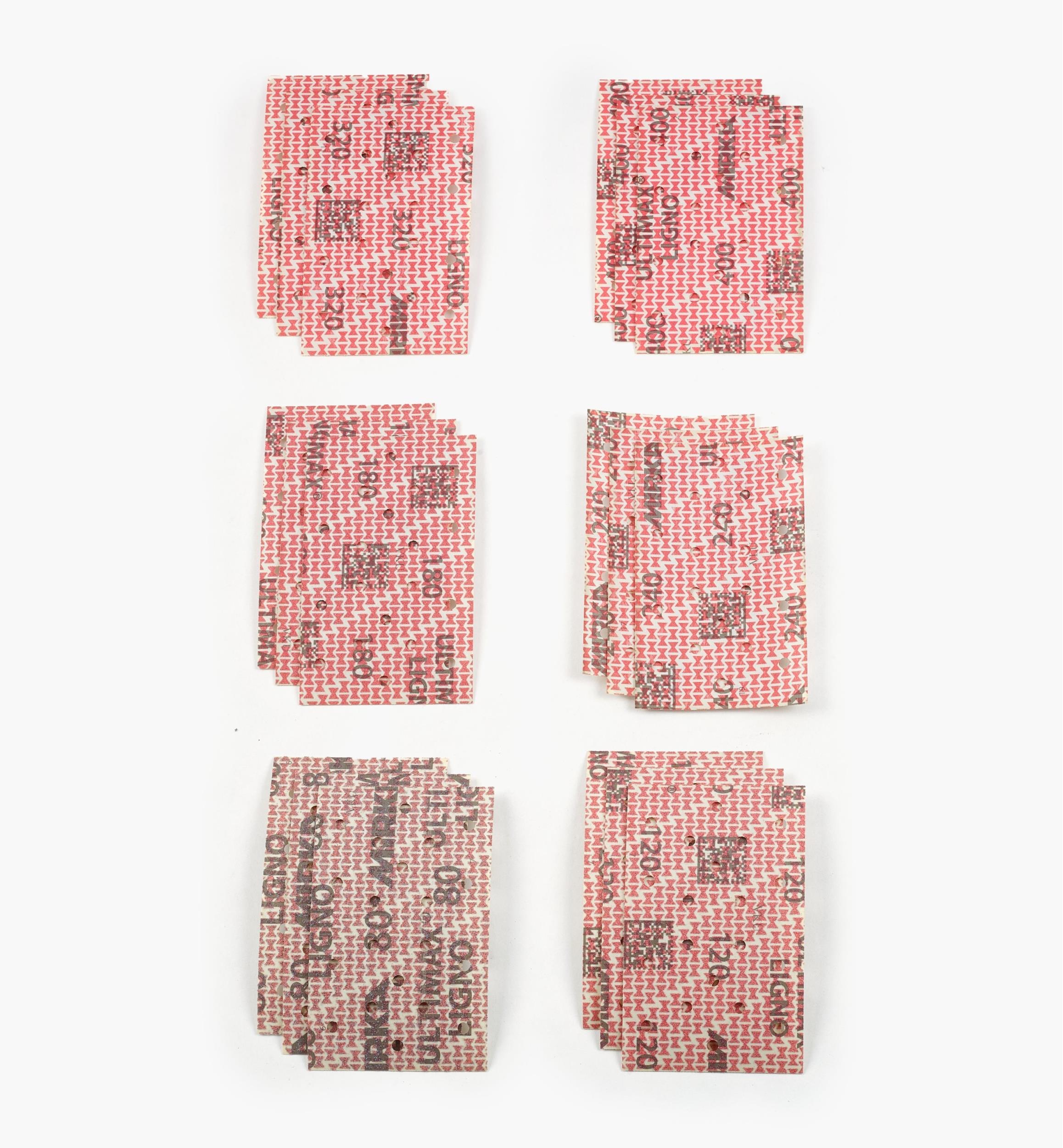 Assortiment de 18 feuilles abrasives autoagrippantes Mirka Ultimax Ligno
