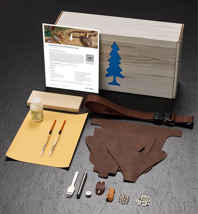 image of Trousse-projet pour porte-outils de jardinage en cuir