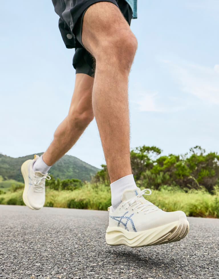 Runner wearing ASICS accessories