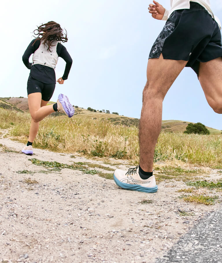 Runners wearing nature bathing ASICS gear