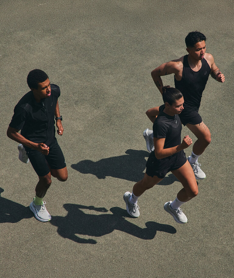 People Running and wearing ASICS Platinum Pack