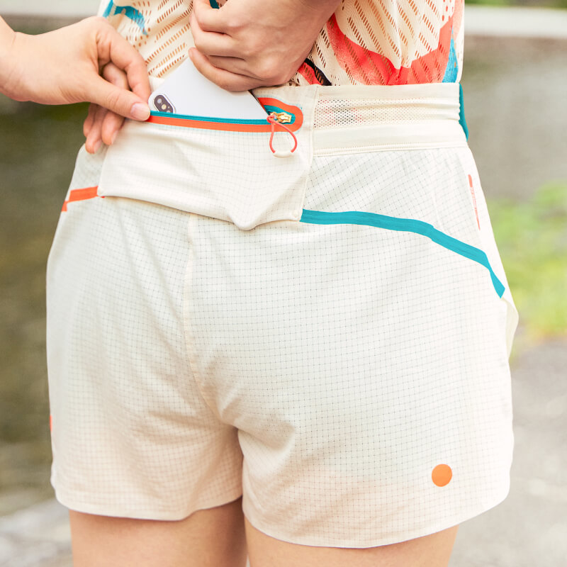 Close-up on pocket for limited series shorts for women
