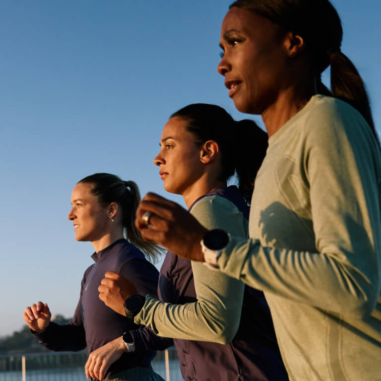 Women wearing Nagino clothing running outside