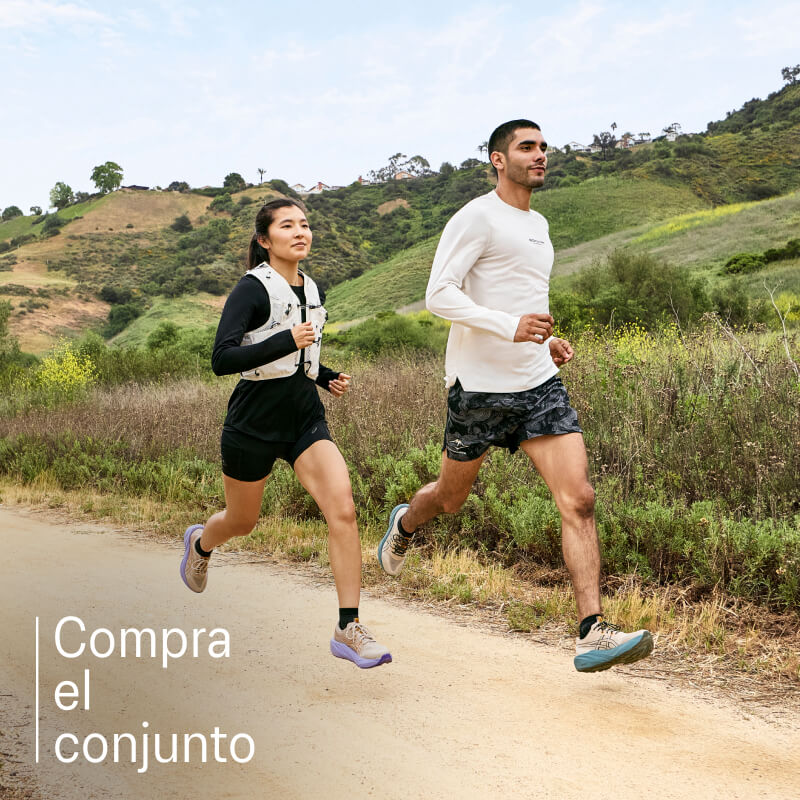 Female and male runner wearing ASICS Nature Bathing gear