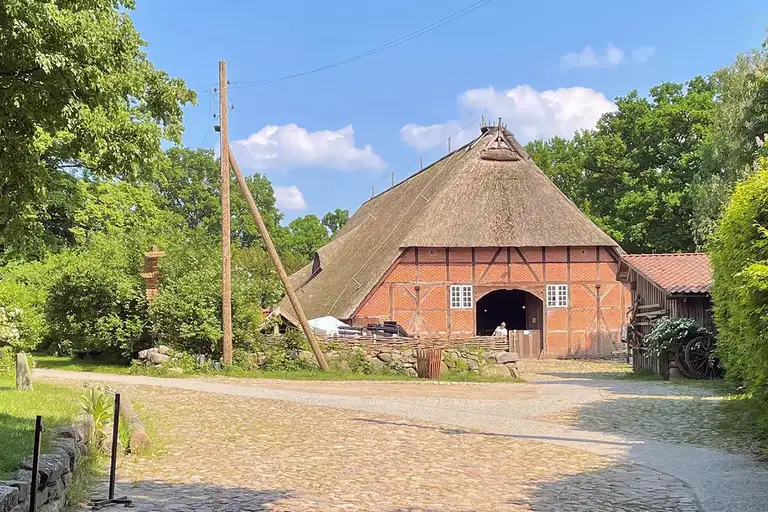 Pet the farm animals in a medieval village