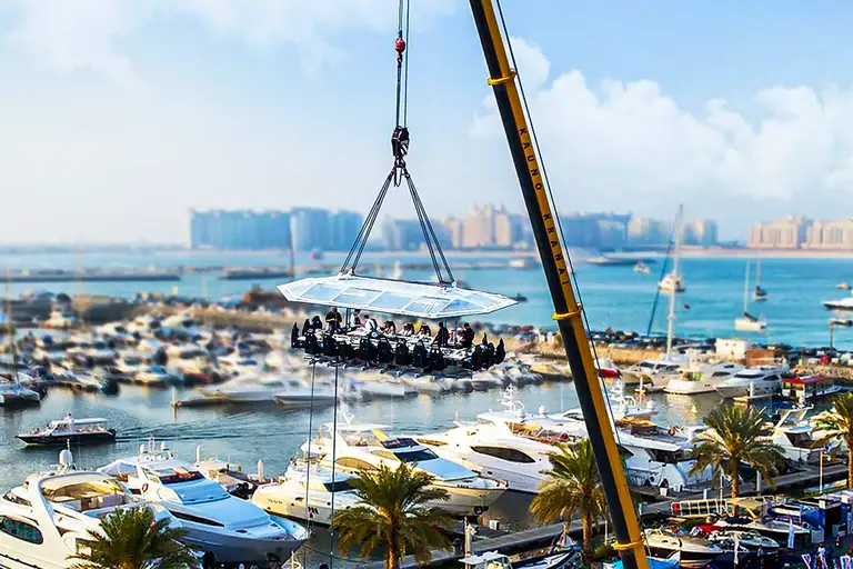 Floating restaurant above the city