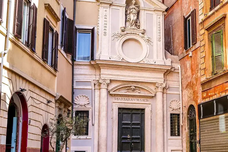 Catholic church in the narrow streets of Campo de' Fiori, Rome