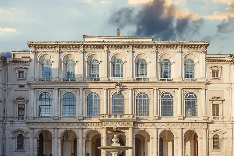 Palazzo Barberini, morning view of the fountain