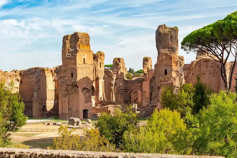 Ruins of the Baths of Caracalla during summer