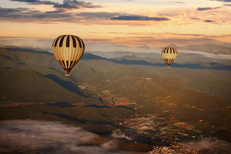 Hot air balloon over Barcelona