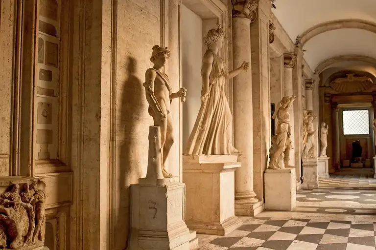 Statues on the hallway of the Capitoline Museums, Rome