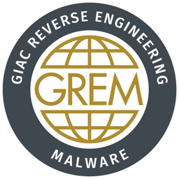 GIAC Reverse Engineering Malware (GREM) certification badge
