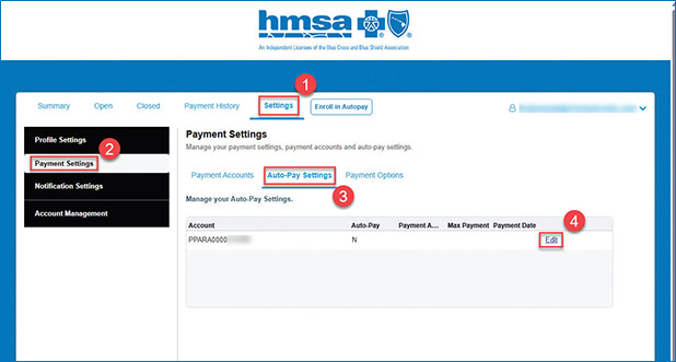 Einvoice Auto-Pay Settings, click Edit button to setup autopayment.