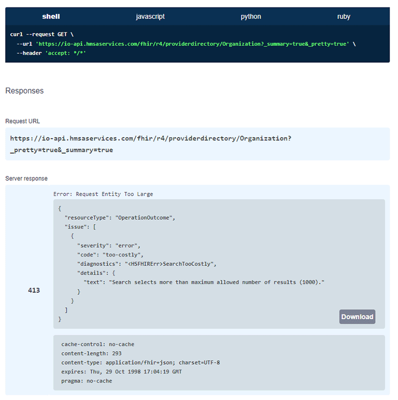 response screenshot image