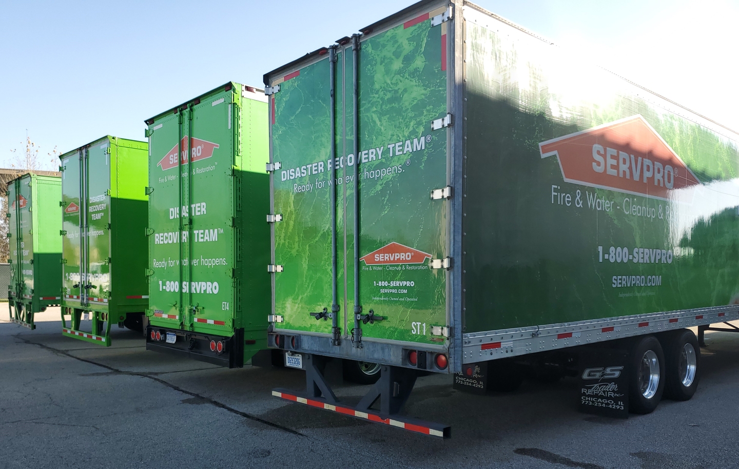 SERVPRO disaster team trucks