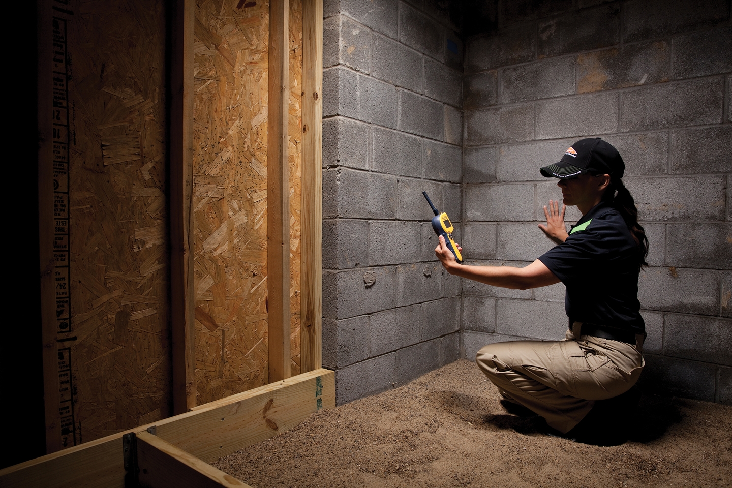 Moisture reading and water removal from a basement during Flooded basement cleanup by SERVPRO 