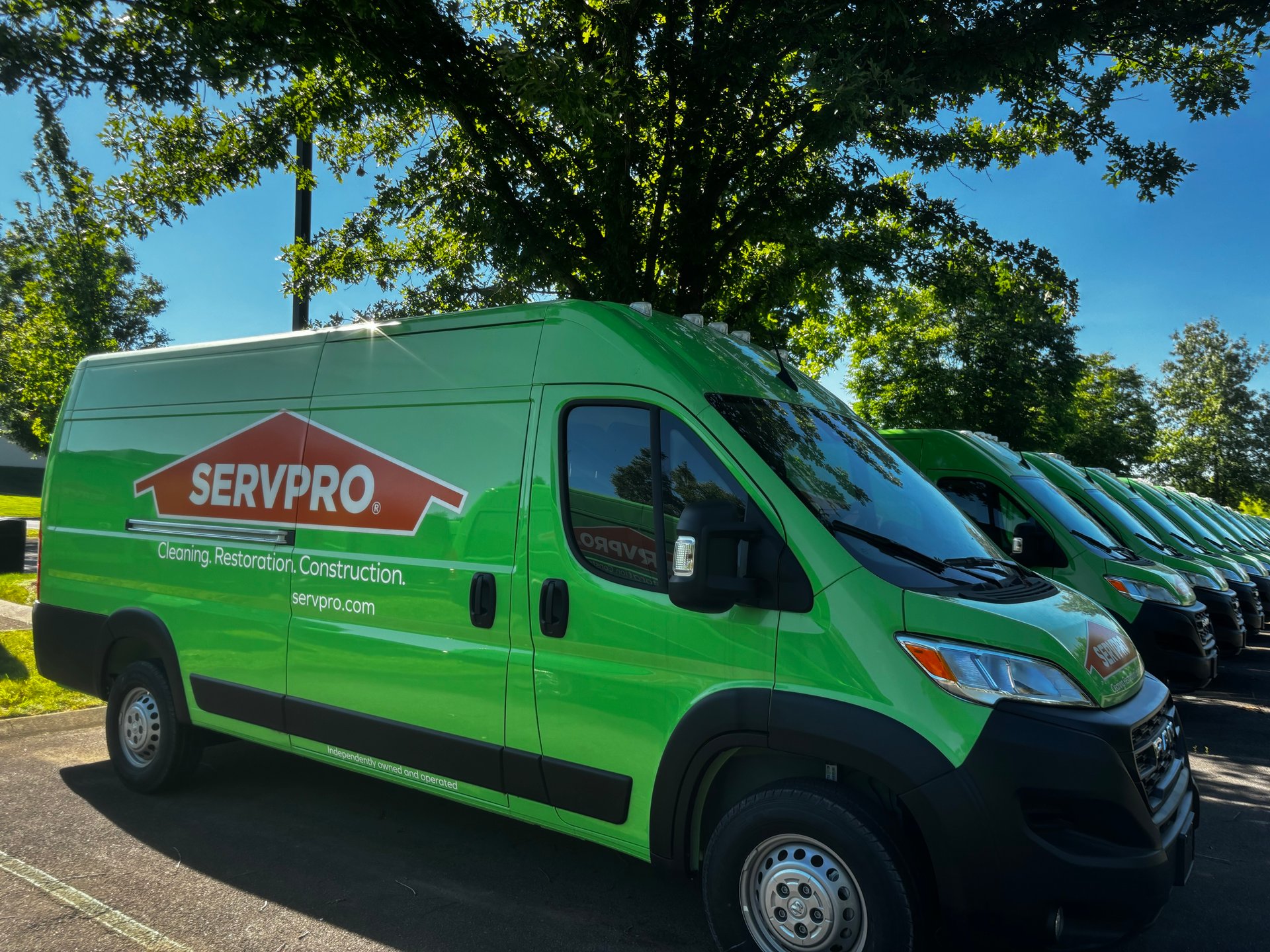 Servpro vans ready for any property damage repair and restoration