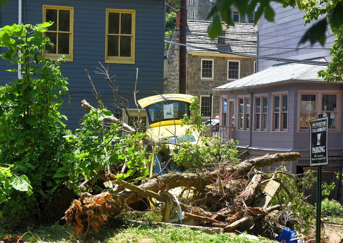 Damage of a yard from a storm