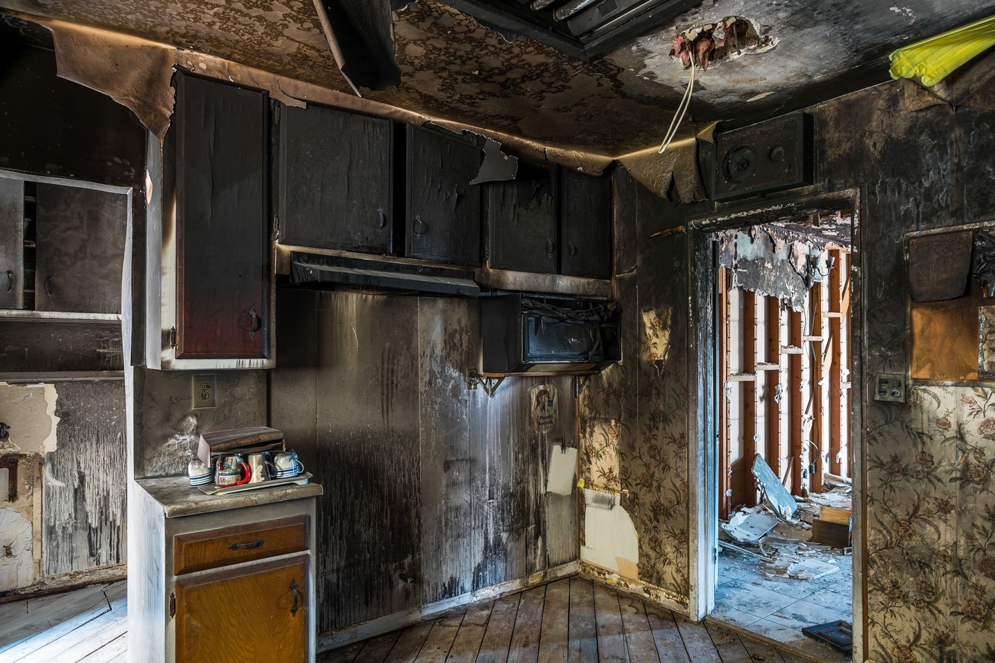 fire damage restoration in kitchen