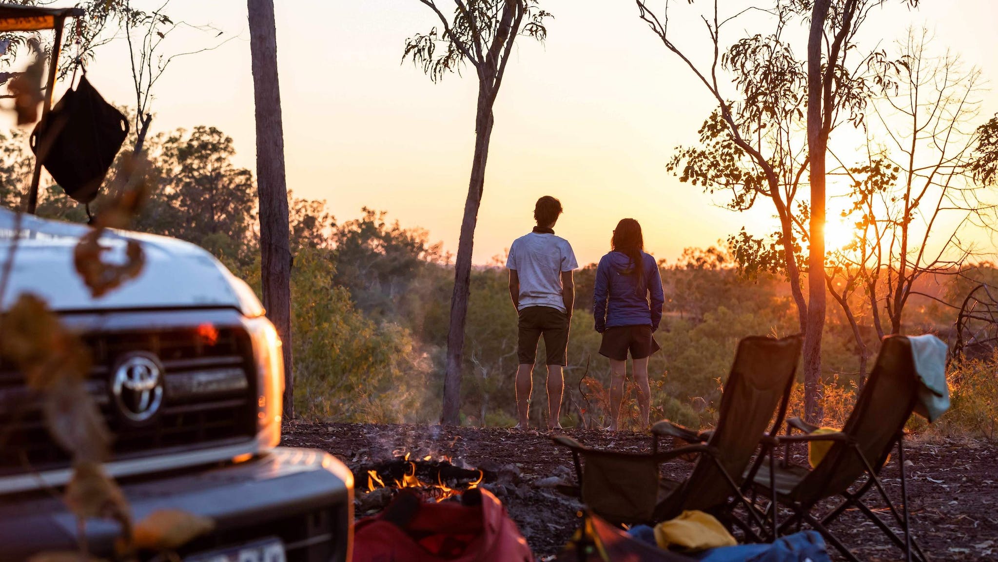Visitors watching the sunrise while camping in Butterfly Gorge Nature Park