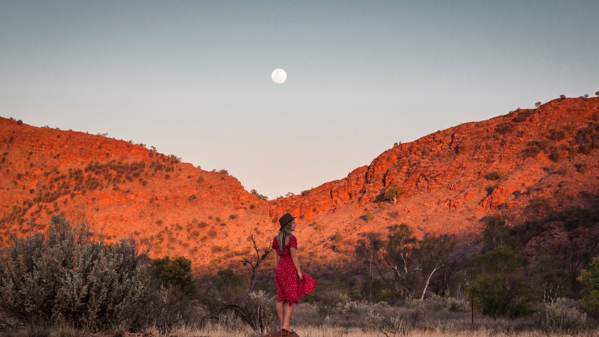 A woman exploring the West MacDonnell Ranges