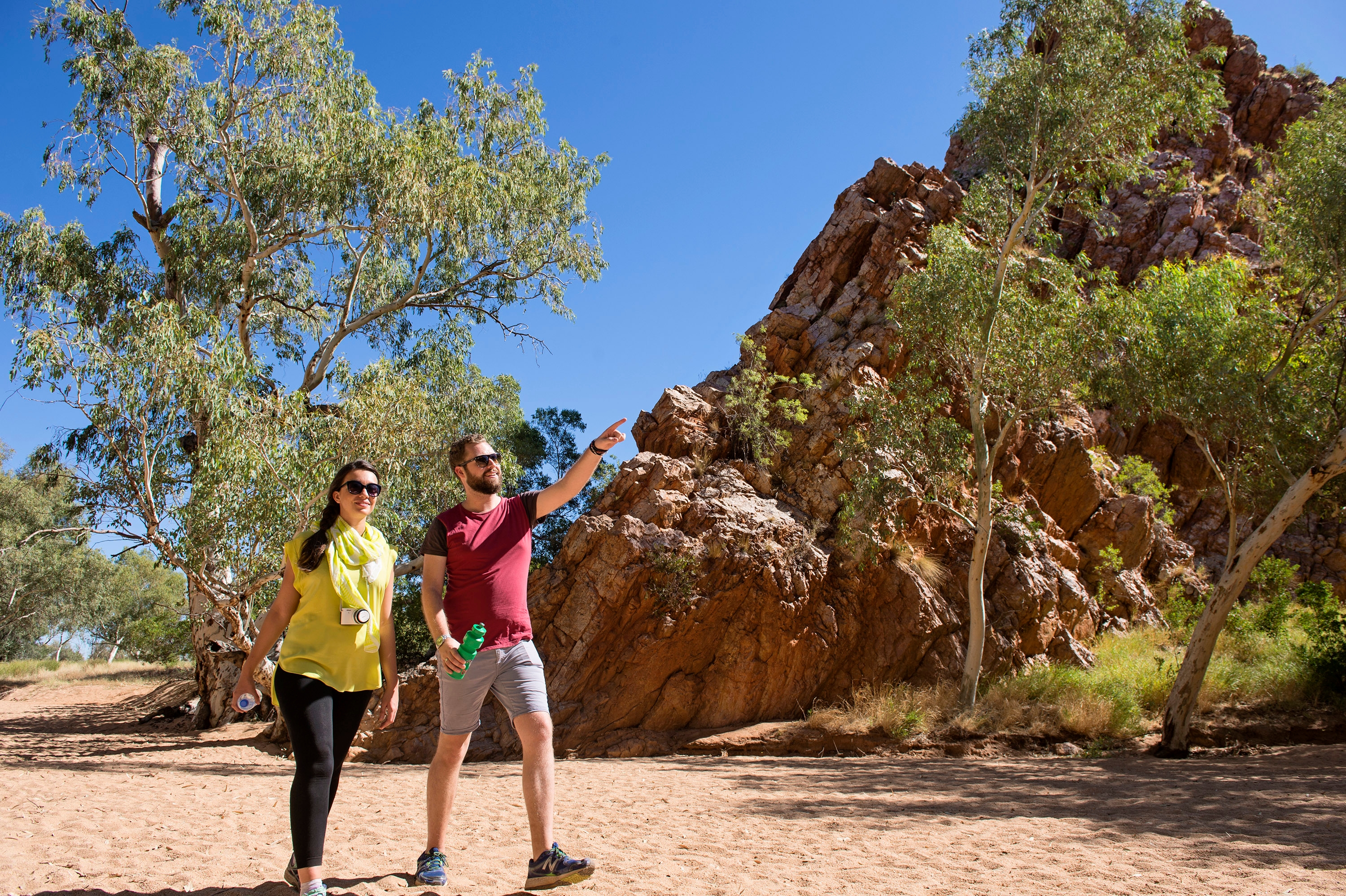 Couple hiking the East MacDonnell Ranges
