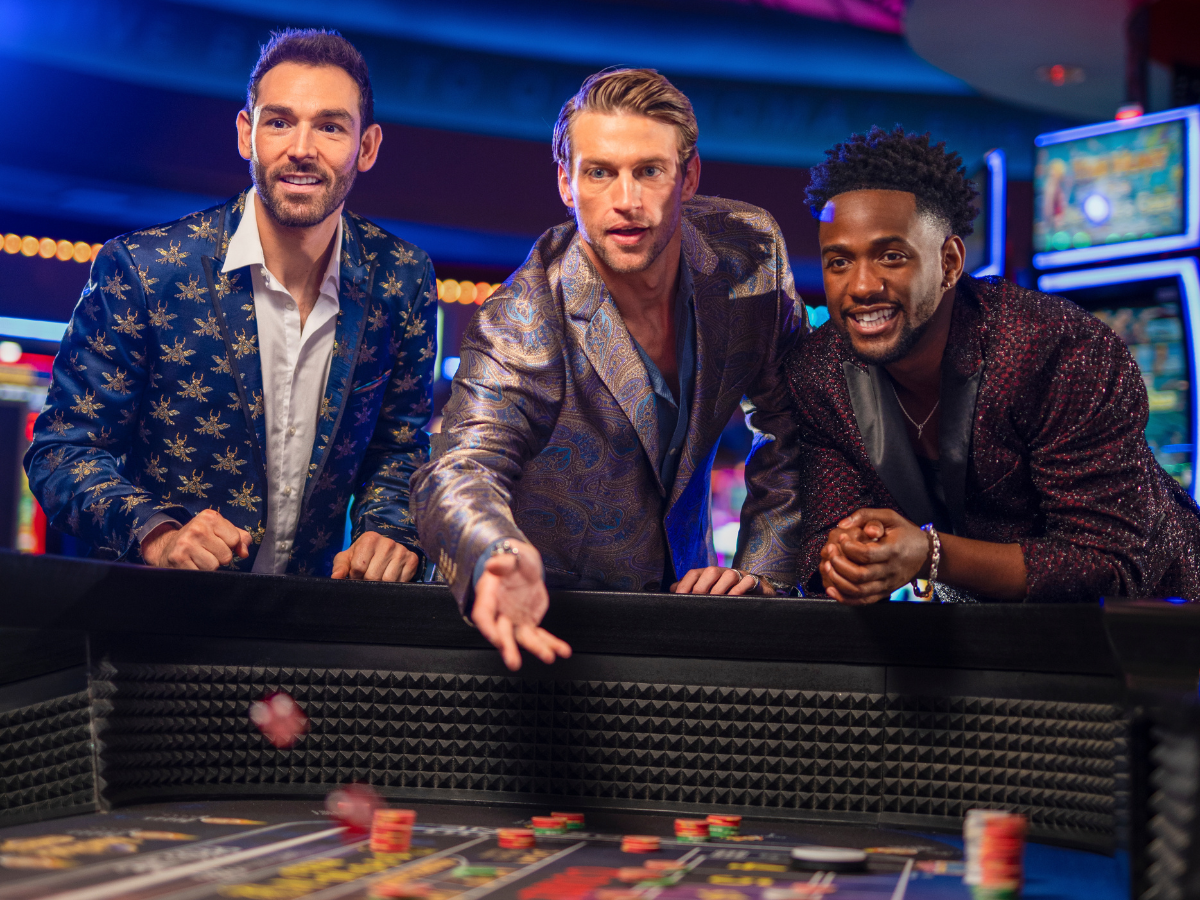 Group of friends playing live craps