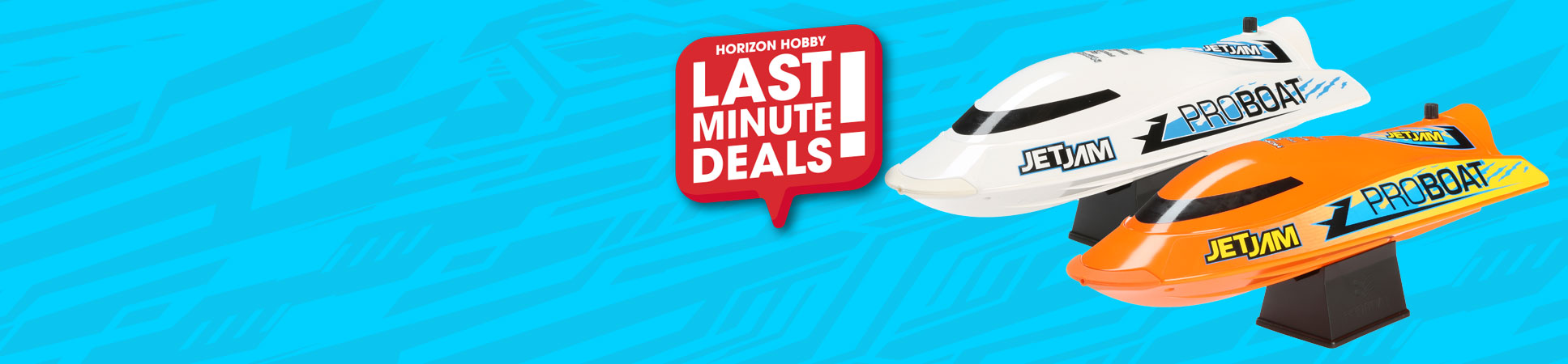 Pro Boat Jet Jam V2 12" Self-Righting Pool Racer Brushed Ready-To-Run RC Boat with the Last Minute Deals logo Pro Boat Jet Jam V2 12" Self-Righting Pool Racer Brushed Ready-To-Run RC Boat with the Last Minute Deals logo