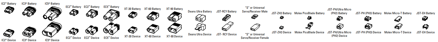 rc battery connector types chart rc battery connector types chart