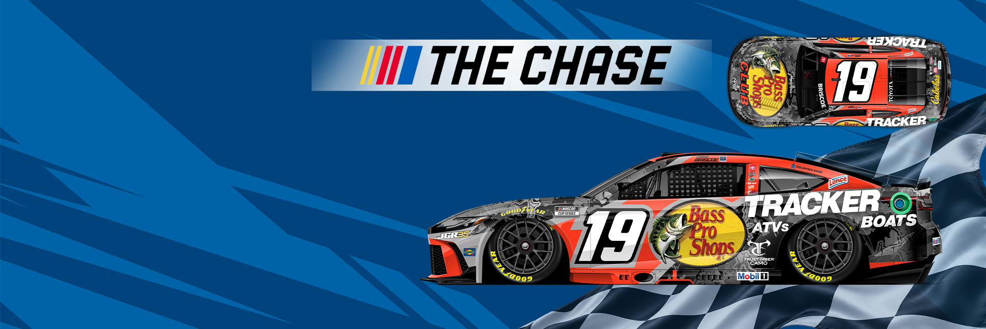Pro-Line Graphic for The Chase NASCAR Race Winning Livery Wrap: Chase Briscoe No. 19 Bass Pro Shops with checkered flag
