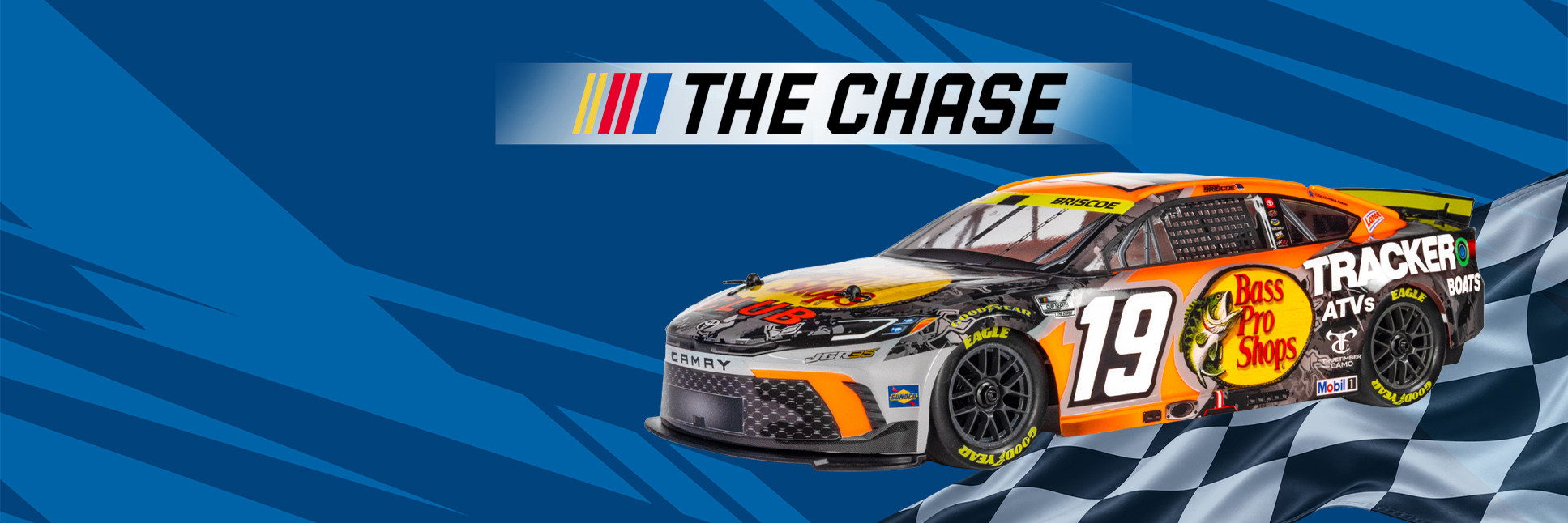 Pro-Line Graphic for The Chase NASCAR Race Winning Livery Wrap: Chase Briscoe No. 19 Bass Pro Shops with checkered flag