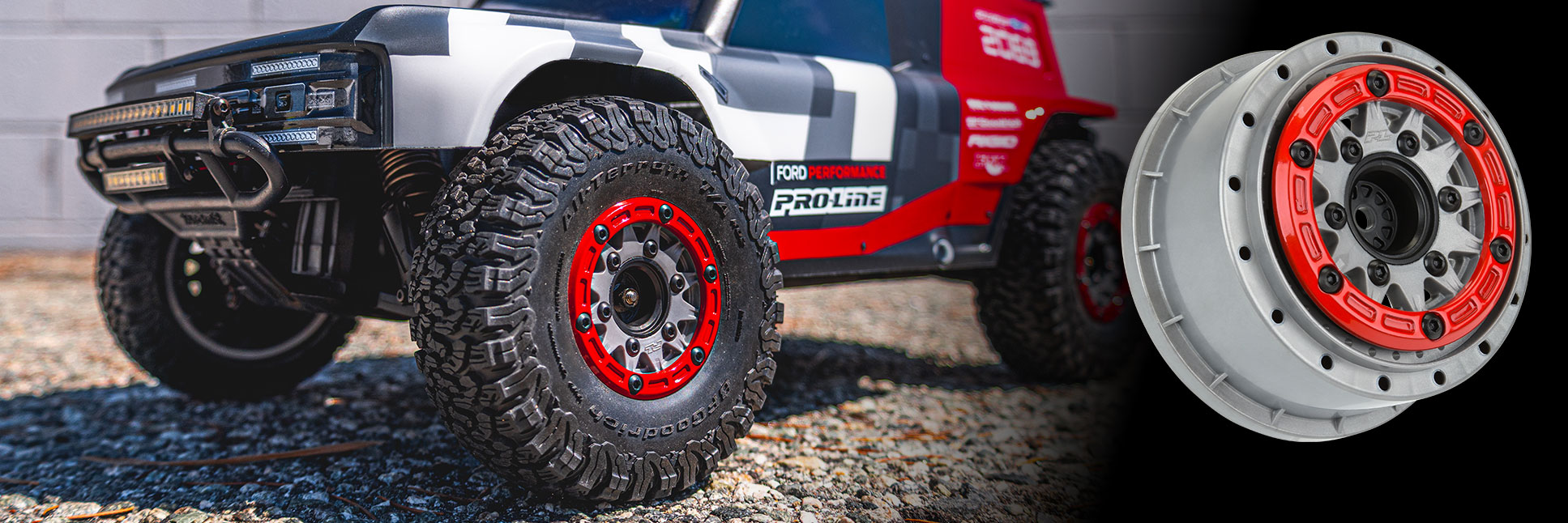 Pro-Line Raid 2.2 Inch/3.0 Inch Red/Gray Bead-Loc SC Wheels for Slash® 2wd, Slash® 4x4, ProTrac™, & Senton™ 4x4 Front or Rear