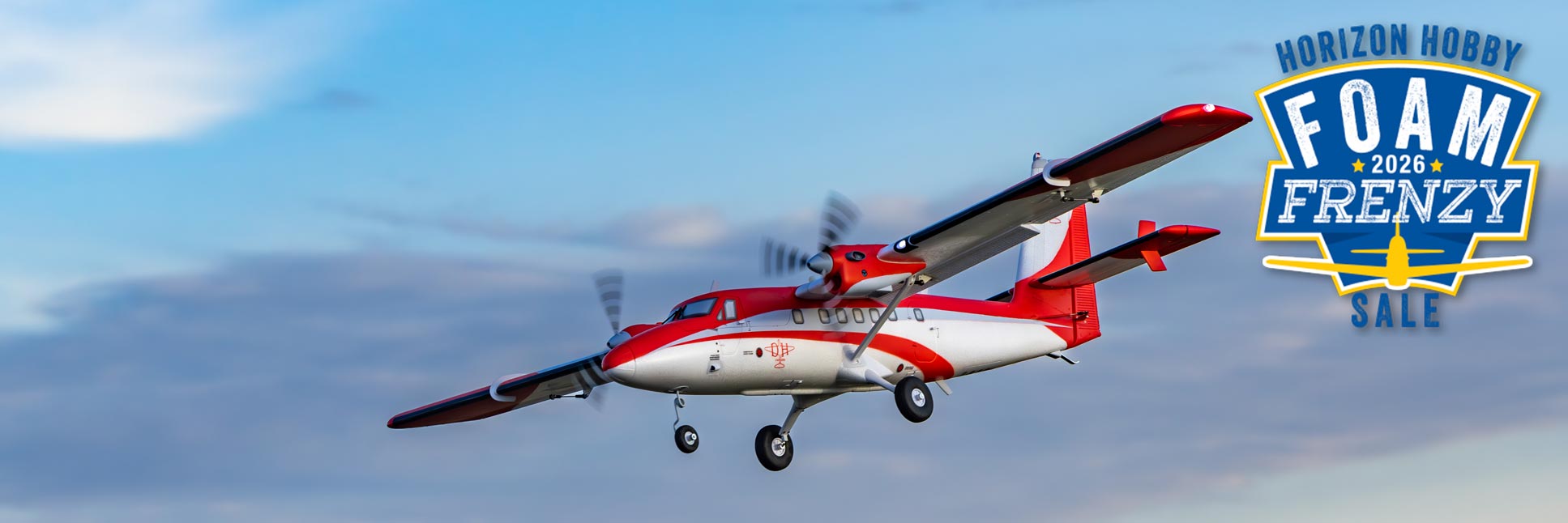 Horizon Hobby Foam Frenzy Sale Graphic with the E-flite DHC-6 Twin Otter 1.4m Bind-N-Fly Basic AS3X+ and SAFE Select RC Plane