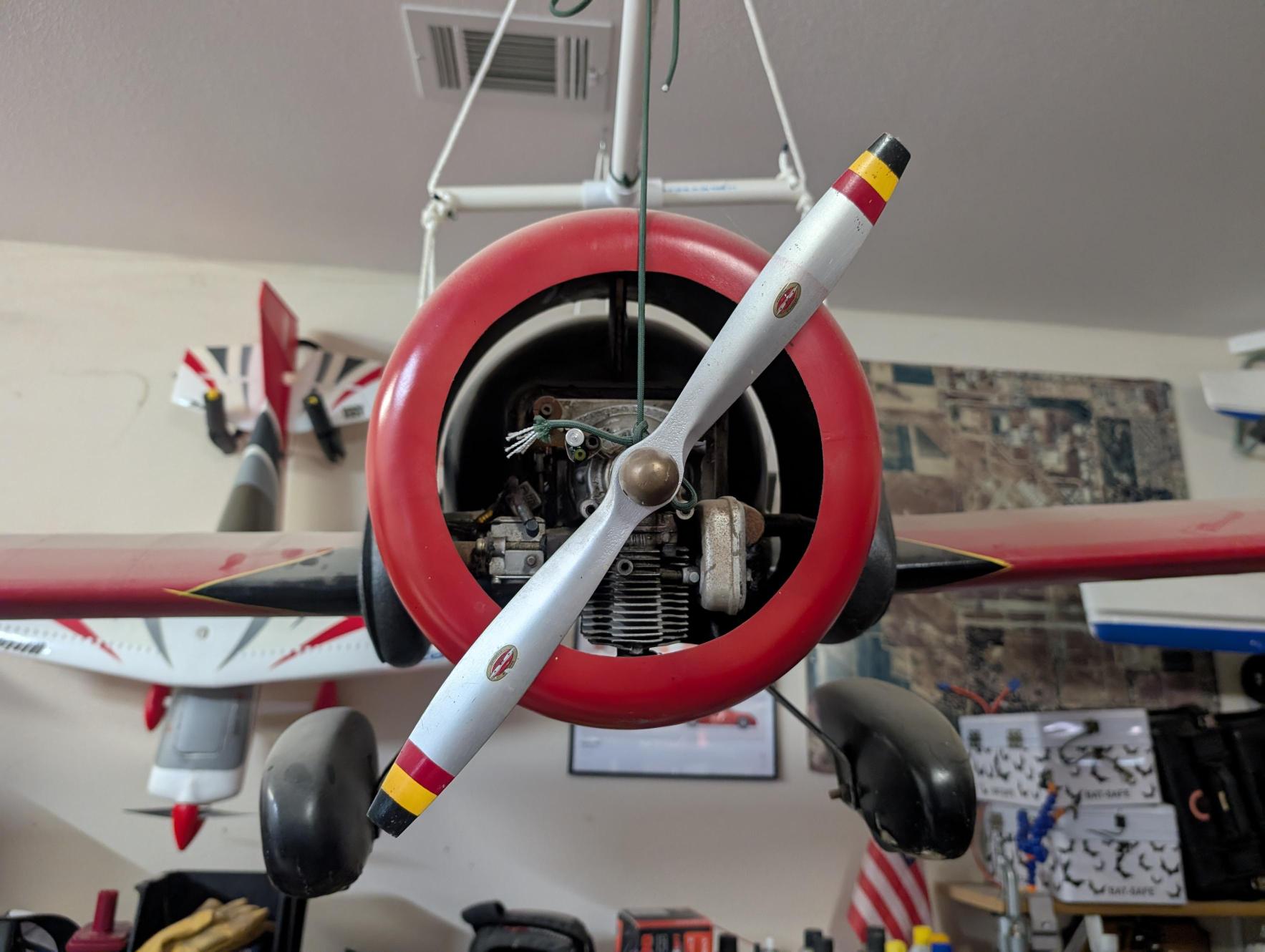 An early gas engine in an RC airplane