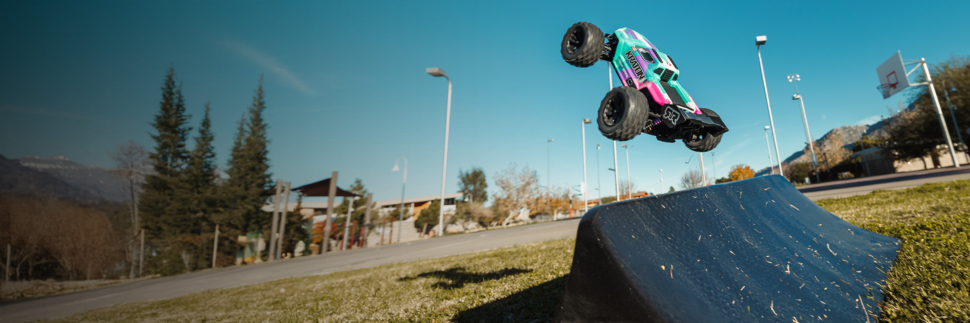 Pro-Line High Kicker RC Ramp with the ARRMA MINI KRATON in mid air