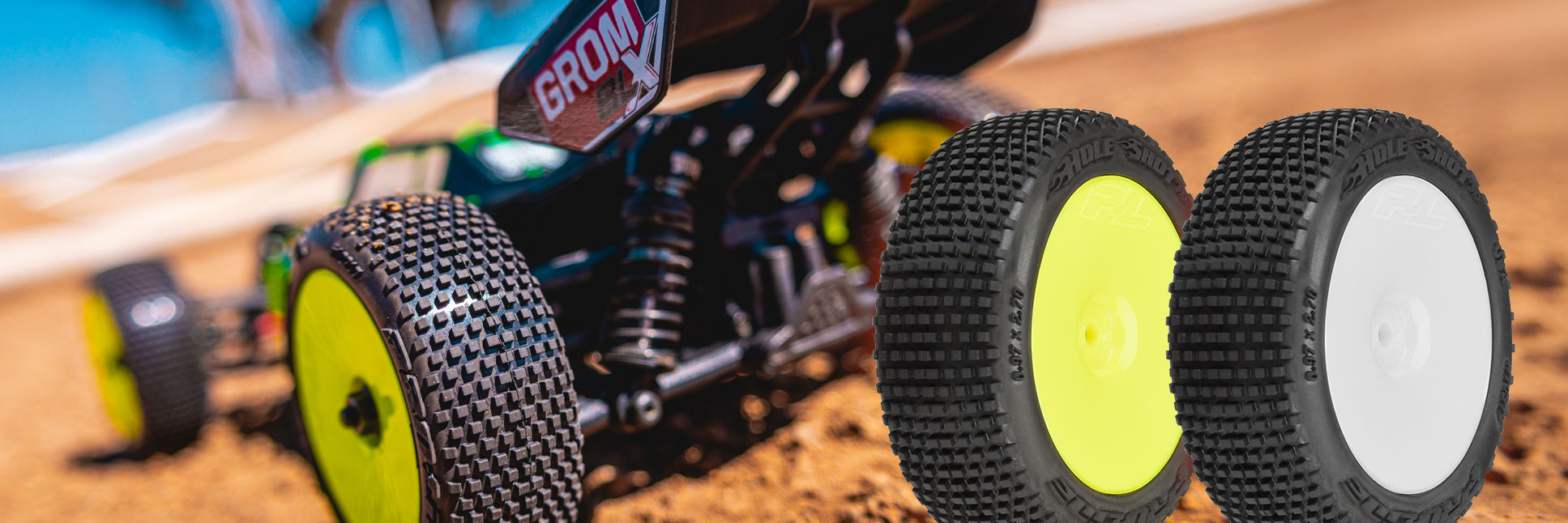 Hole Shot 3.0 1.9" Buggy Tires Mounted for Typhon™ GROM Front or Rear, Mounted on Velocity Wheels 