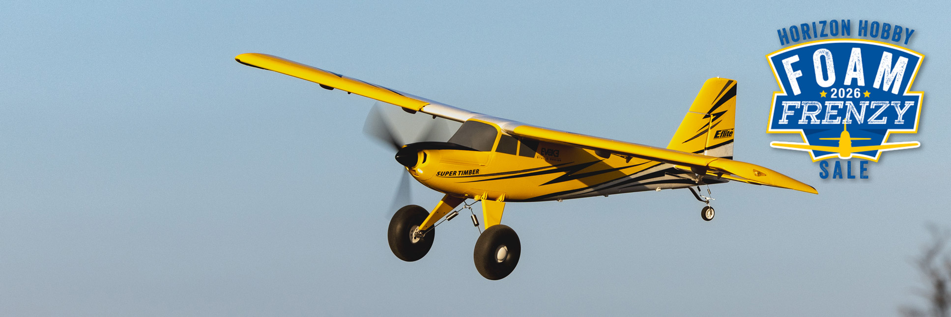 Horizon Hobby Foam Frenzy Sale Graphic with the E-flite Super Timber 1.7m Bind-N-Fly Basic RC Airplane with AS3X and SAFE Select