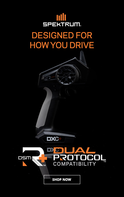 Spektrum DXC+ 12-Channel DSMR+ Transmitter Graphic with DSMR+ and Dual Protocol Logo