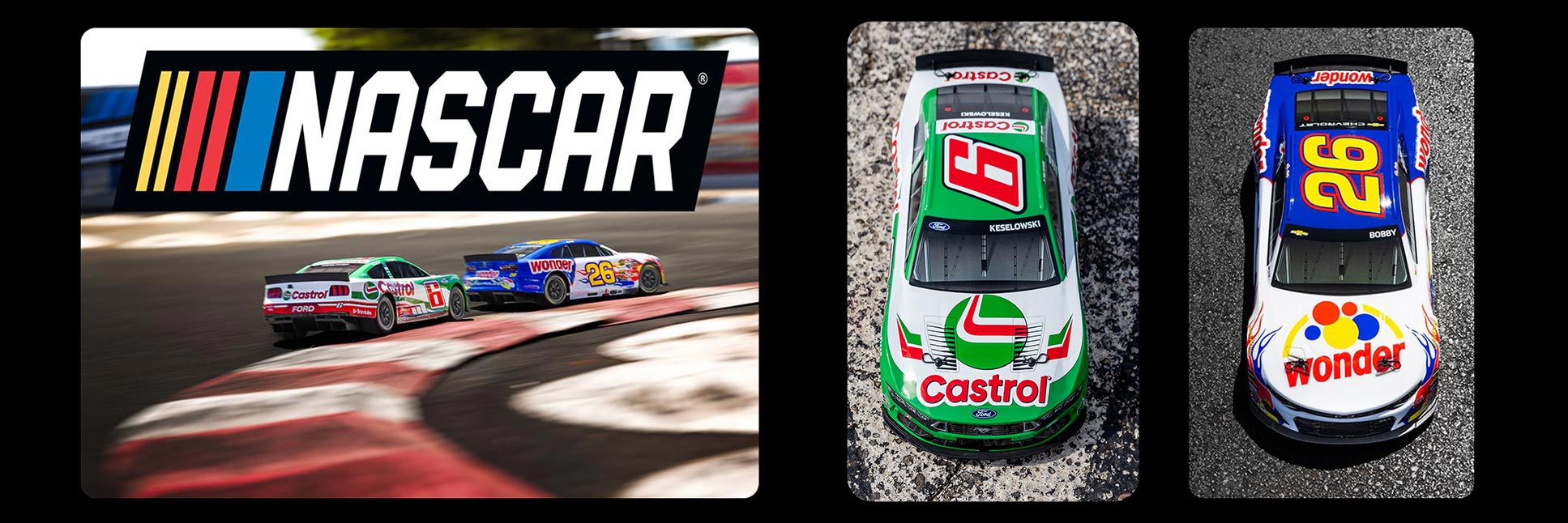 Losi NASCAR, RC car Action shot of the 1/12 NASCAR RC Racecar Jeff Gordon No. 24 Dupont Chevrolet Monte Carlo and Jimmie Johnson No. 48 Lowes Chevrolet Monte Carlo Ready-To-Run RC car