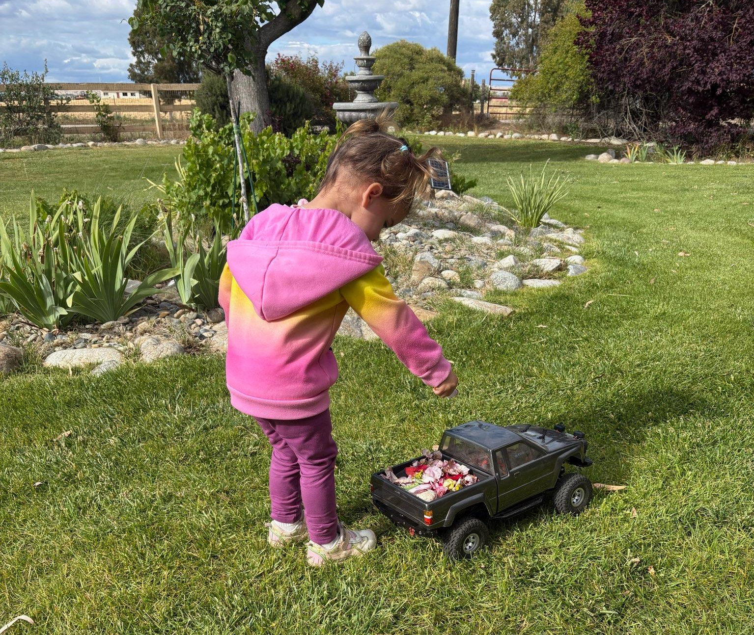making an Axial RC truck pretty with flowers