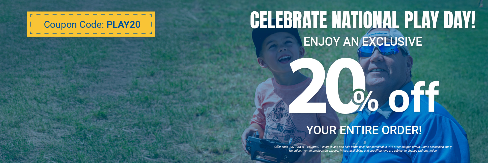 Horizon Hobby National Play Day Save 20% off Sitewide Graphic