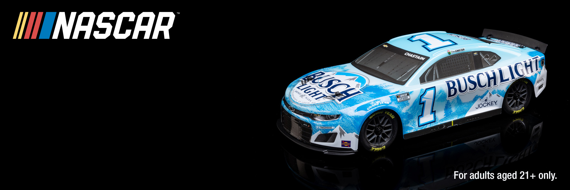 Losi 1/12 NASCAR RC Racecar Ross Chastain No. 1 Busch Light 2025 Chevrolet Camaro ZL1 2S AWD Ready-to-Run Brushed On-Road